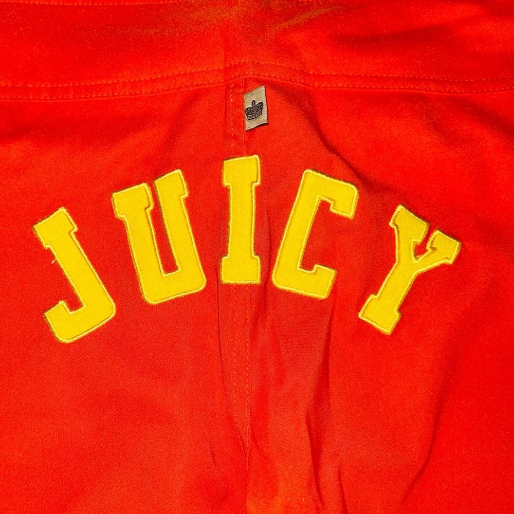 VTG Juicy Couture Women Board Shorts M Orange Y2K Varsity Logo Surf Royalty